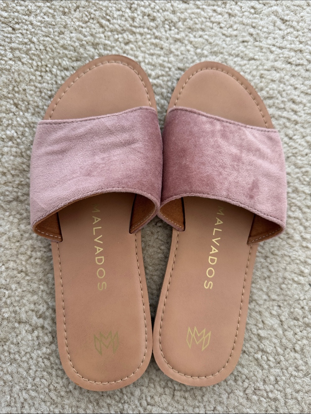 Malvados Pink Blush Ellie Velvet slide size 9 VEGAN